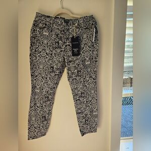 Skinny Ankle Pattern Stretch Jeans Pants White Womens 